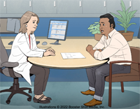 Drawing of Genetic Counselor and Patient